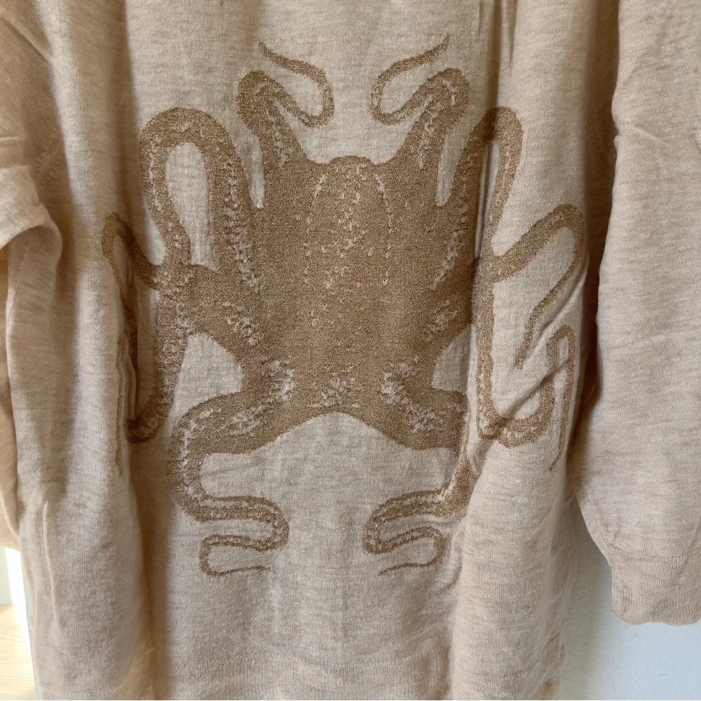 KOCH Longfellow Octopus Cardigan in Tan / Beige